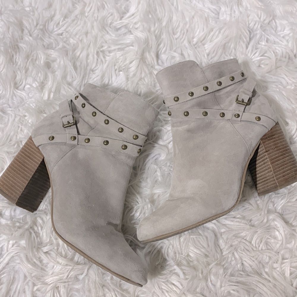 🟢3 for $20—//BP Kolo Suede Leather Bootie Studded Ankle Strap Flared Heel